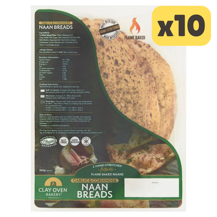 Clay Oven Bakery Garlic & Coriander Naan Breads 360g [CASE OF 10x2 NAAN]