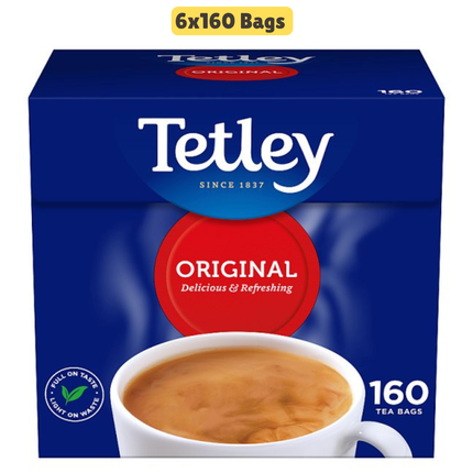 Tetley Original tea bags wholesale case containing 6 packs of 160 black tea bags for catering and hospitality use