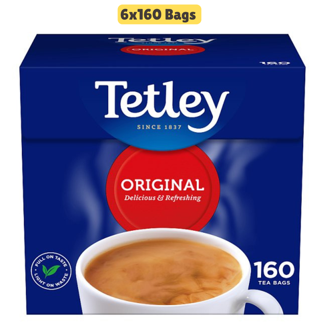 Tetley Original tea bags wholesale case containing 6 packs of 160 black tea bags for catering and hospitality use