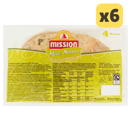 Mission 4 Mini Naans Garlic & Coriander [CASE OF 6x4 Naans]