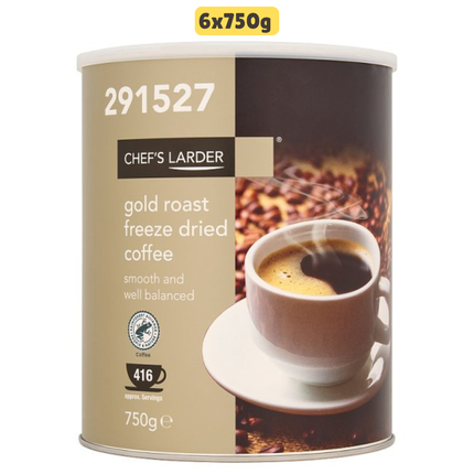 Chef's Larder Gold Roast Freeze Dried Coffee 6 x 750g | Bulk Catering Instant Coffee