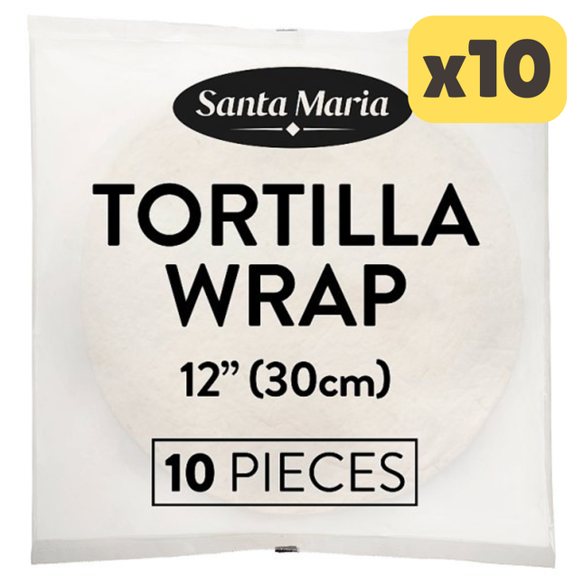 Santa Maria 10 Tortilla Wrap 12" (30cm) 900g [CASE OF 10x10, TOTAL 100 WRAPS]