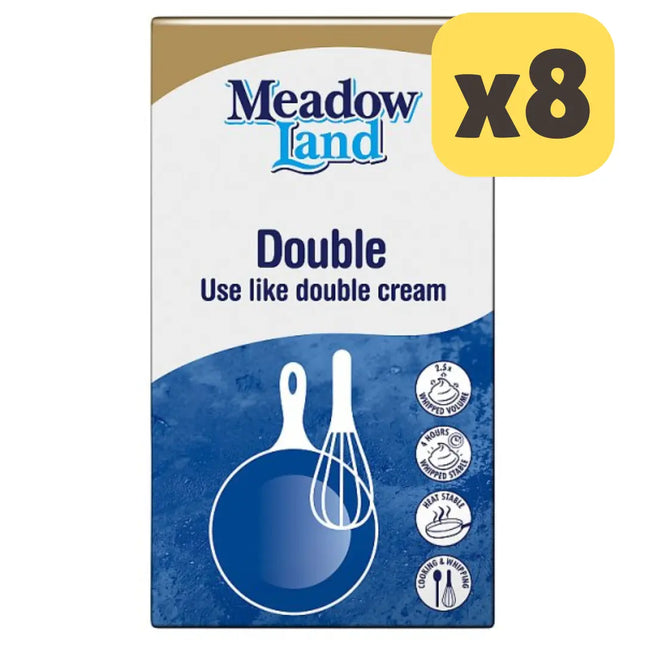 Meadowland Double cream alternative wholesale case containing 8 x 1L cartons for catering kitchens and hospitality use