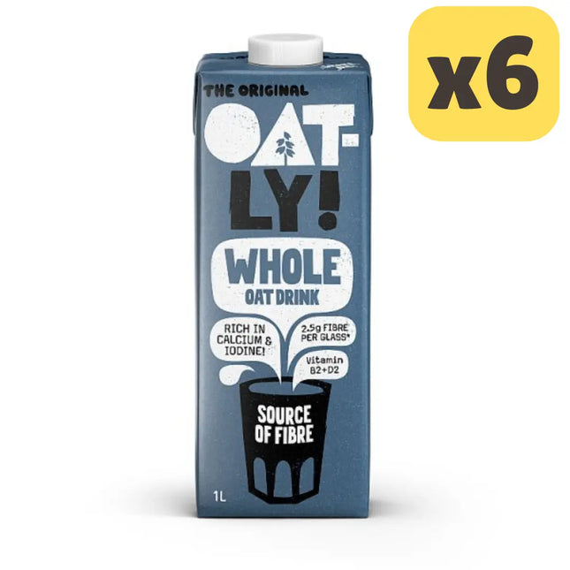Oatly Whole oat drink wholesale case containing 6 x 1L long life vegan oat drink cartons