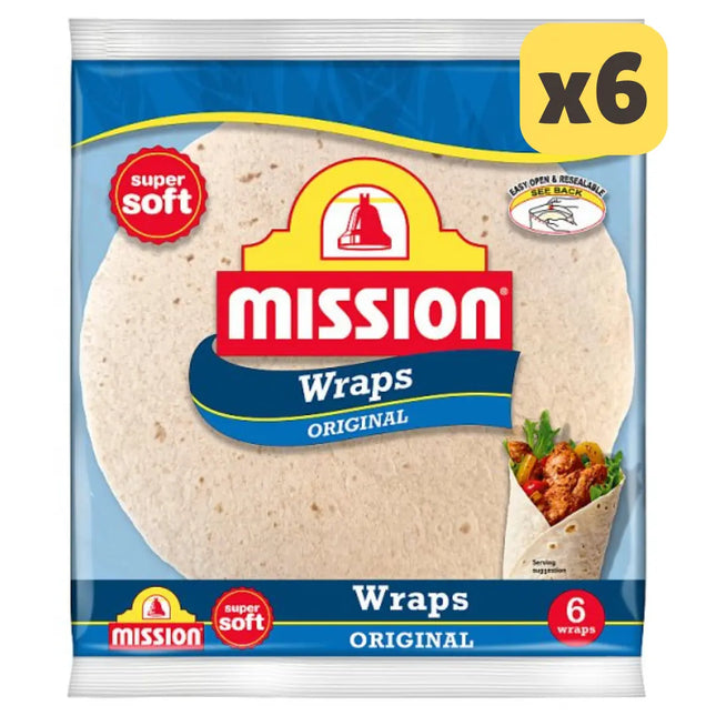 Mission Original Tortilla Wraps 6 Pack [CASE OF 6 x 6 WRAPS] The Catering Mart