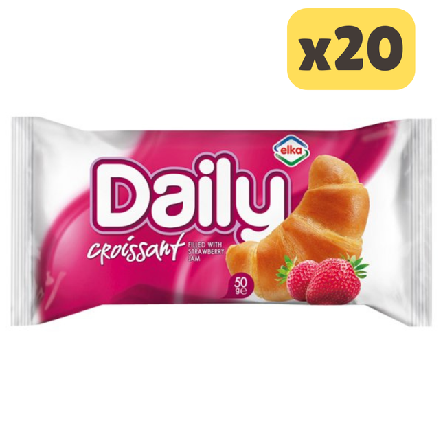 Elka Daily Croissant with Strawberry Filling 50g [CASE OF 20 PCS]