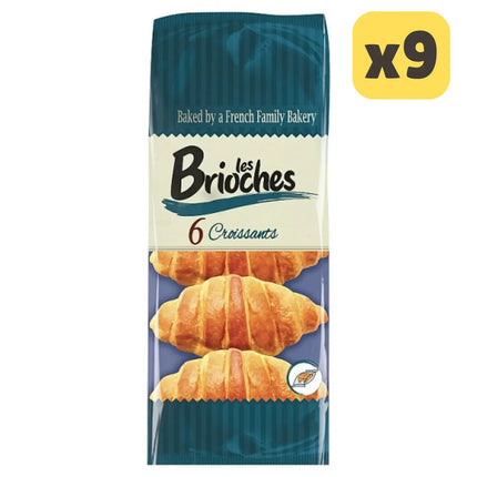 Les Brioches croissants wholesale catering case containing 9 packs of 6 buttery French style croissants for hospitality use