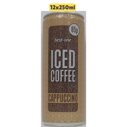 Best In Iced Coffee Cappuccino PMP wholesale case containing 12 cans of ready to drink iced coffee beverage