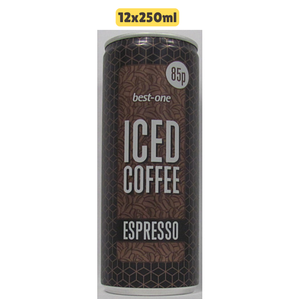 Best In Iced Coffee Espresso PMP wholesale case containing 12 cans of ready to drink iced coffee beverage