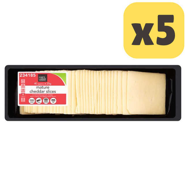Chef's Larder Mature Cheddar Slices [CASE OF 5x1KG]