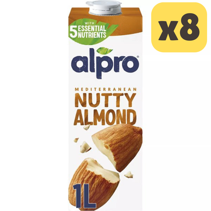 Alpro Almond Original dairy free drink wholesale case containing 8 x 1L long life vegan almond drink cartons
