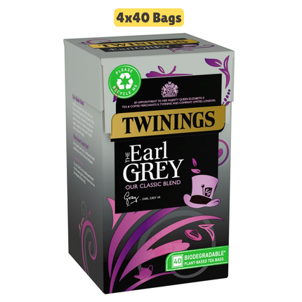 Twinings Earl Grey Tea Bags wholesale pack containing 4 boxes of black tea with bergamot flavour