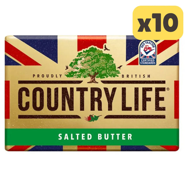 Country Life British salted butter wholesale case containing 10 x 200g butter blocks for cooking baking and catering use