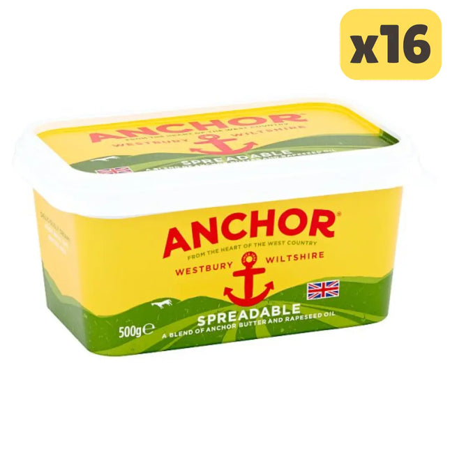 Anchor spreadable butter and rapeseed oil wholesale case containing 16 x 250g tubs for breakfast catering and hospitality use