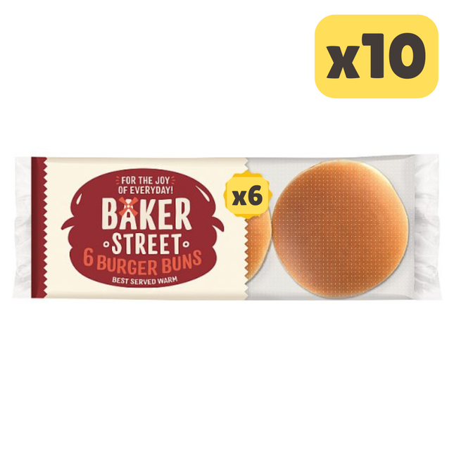 Baker Street 6 Pre-Sliced Burger Seedless Buns [CASE OF 10x6]