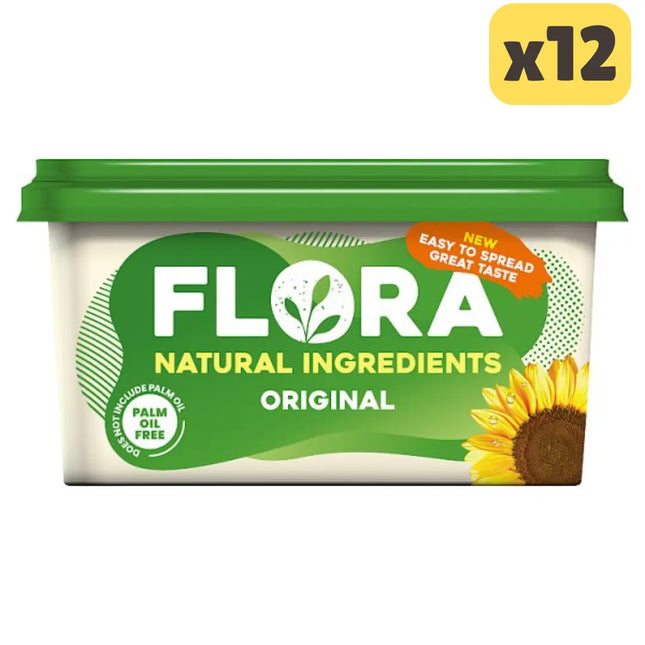 Flora Original Butter Alternative wholesale case containing 12 tubs of plant based spread with natural ingredients