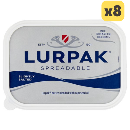 Lurpak Slightly Salted spreadable butter and rapeseed oil blend wholesale case containing 8 x 1kg tubs for catering and hospitality use