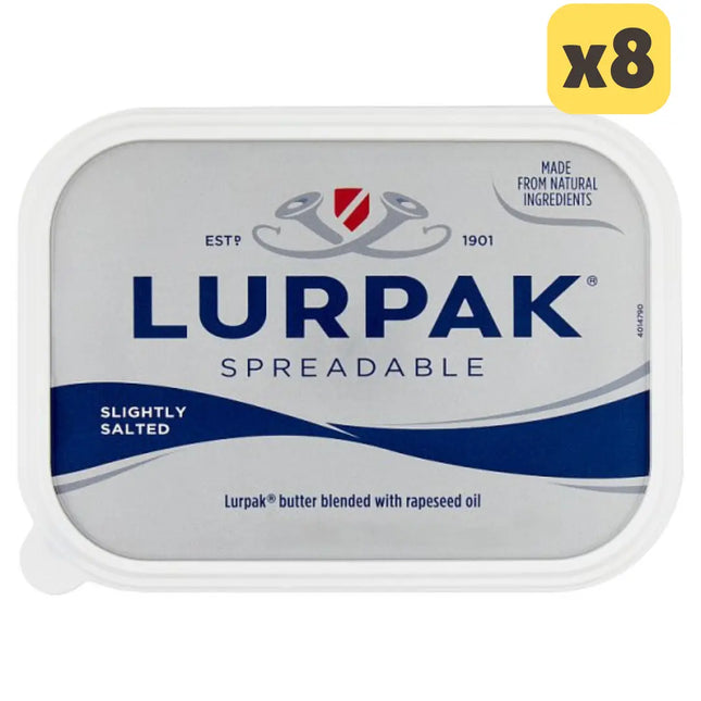 Lurpak Slightly Salted spreadable butter and rapeseed oil blend wholesale case containing 8 x 1kg tubs for catering and hospitality use