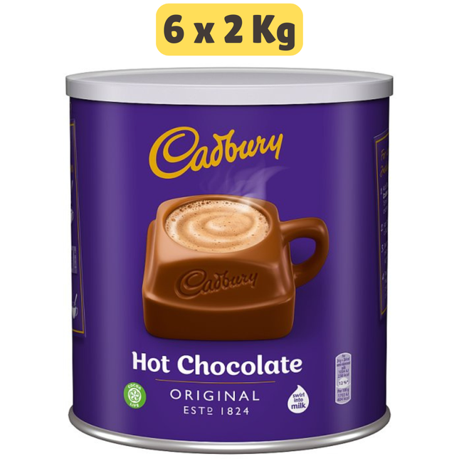 Cadbury Drinking Hot Chocolate Powder 2kg Pack of 6 for Cafes and Catering