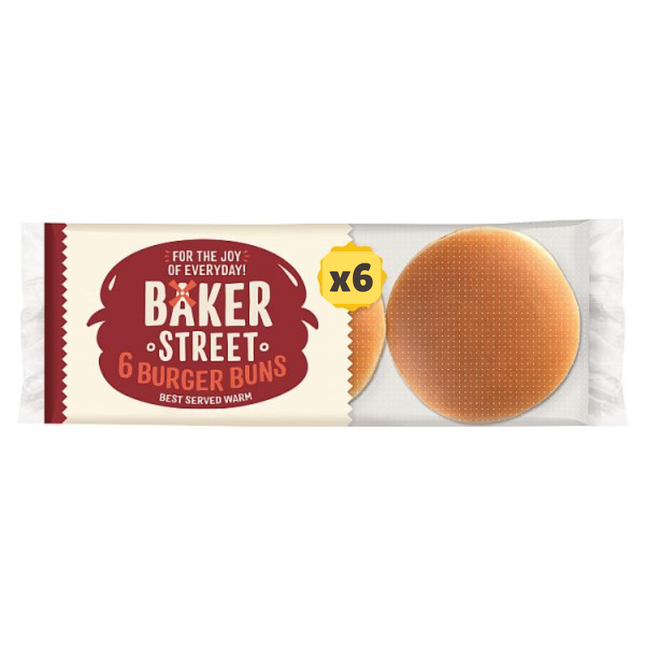 Baker Street 6 Pre-Sliced Burger Buns