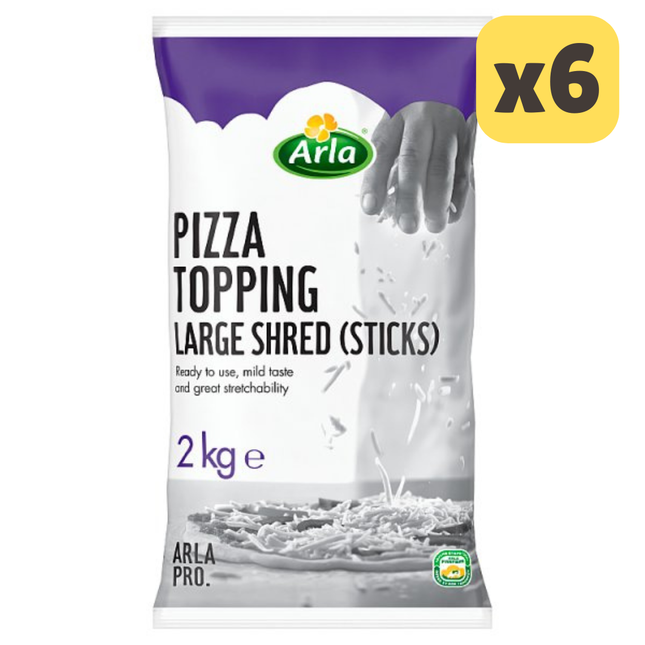 Arla Pizza Topping Large Shred Sticks 2kg [CASE OF 6x2KG]