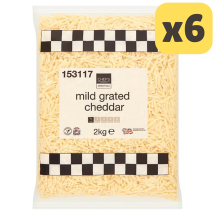 Chef's Essentials Mild Grated Cheddar 2kg [CASE OF 6x2KG]