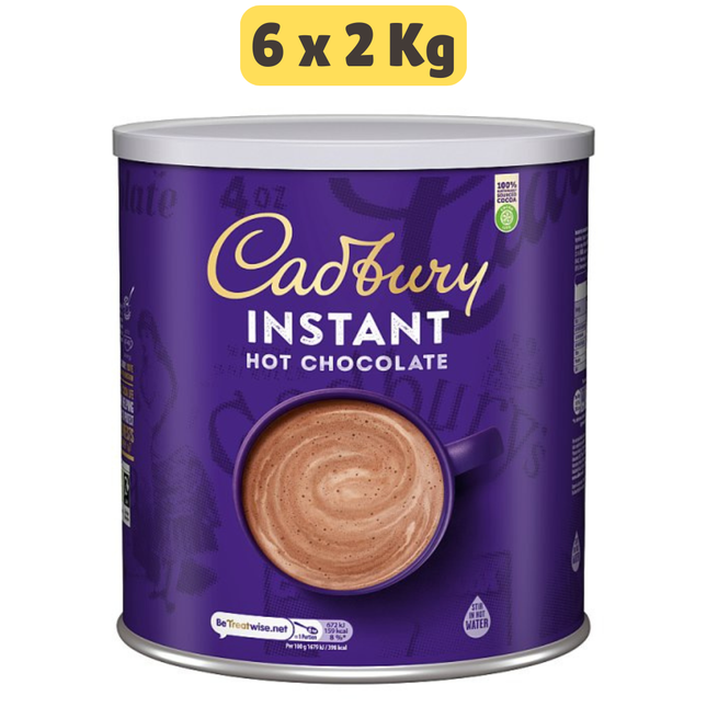 Cadbury Instant Hot Chocolate Powder 2kg Pack of 6 for Catering and Hospitality
