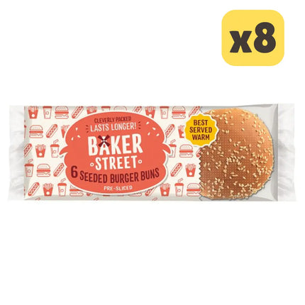 Baker Street 6 Pre-Sliced Seeded Burger Buns [CASE OF 8 X 6 BUNS] The Catering Mart