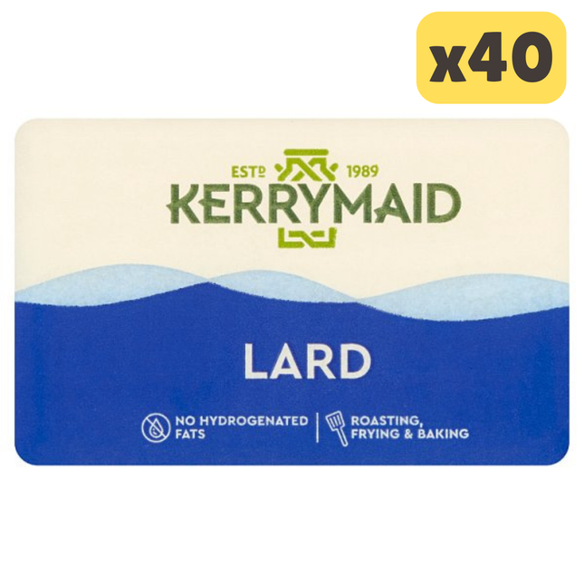 Kerrymaid lard case containing 40 x 250g traditional cooking and baking fat packs for catering bakery and foodservice kitchens