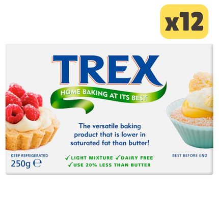 Trex dairy free baking block case of 12 x 250g vegetable fat blocks for baking pastry and catering kitchens