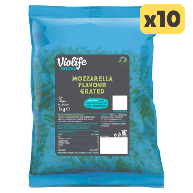 Violife Mozzarella Flavour Grated 1kg [CASE OF 10 x 1KG]