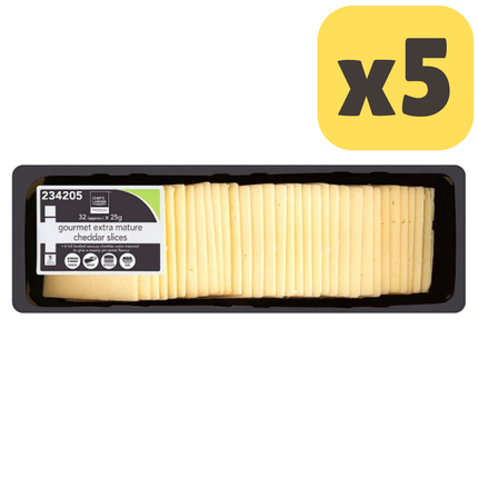 Chef's Larder Premium Gourmet Extra Mature Cheddar Slices [CASE OF 5x800g]