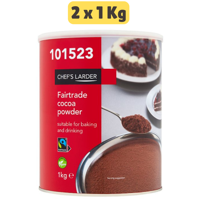 Chef’s Larder Fairtrade Cocoa Powder 1kg Pack of 2 for Catering and Baking