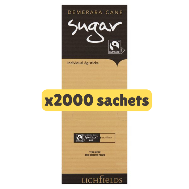 Lichfields Demerara Cane Sugar 2kg [2000 Sachets]