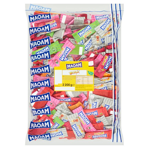 MAOAM Stripes fruit and cola flavour chewy sweets 2.2kg bulk bag with individually wrapped retro sweets for parties and catering
