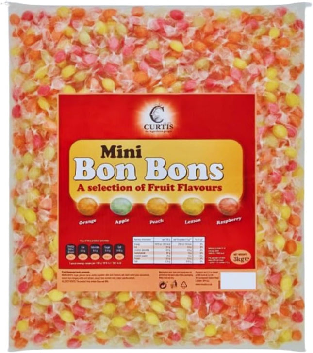 Curtis Mini Bon Bons Fruit Selection 3kg individually wrapped retro hard boiled sweets wholesale catering pack