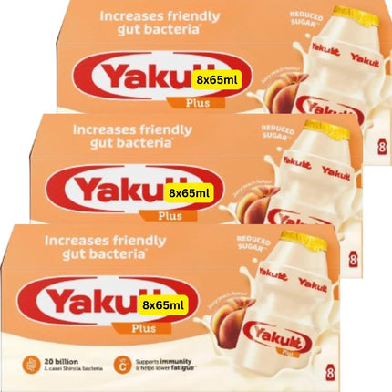 Yakult Peach probiotic milk drinks multipack containing 24 x 65ml cultured dairy drink bottles